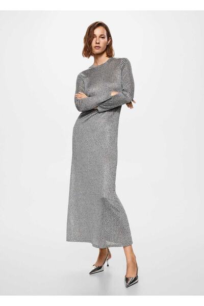 MANGO Woman Lastikli Midi Elbise