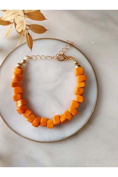 BUNİTA DESİGN Orange Glass Basement Bead Bracelet