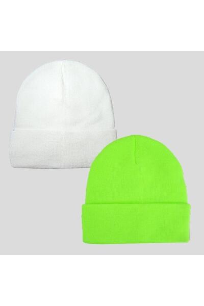 LEADER TRADE Tightly Woven Wool Knitted Beret White - Neon Color Set of 2