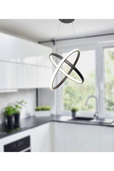 TT AYDINLATMA Tt315-sy 2ring Model - Matte Black and White Light Led Chandelier