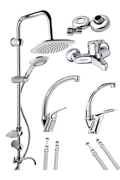 ARMİLLA ARMATÜR Mix Kuğu 4’lü Set Banyo Bataryası, Mutfak Bataryası, Lavabo B...