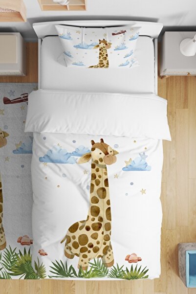 EVPANYA Giraffe Safari Patterned Single Baby Kids Bedding Set