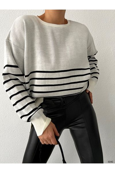 vuvutasarım Pulover de tricotaje cu design dublu în dungi