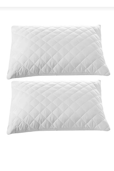 AYHOME 2 Pack Pillow Case Quilted Pillow Protector Liquid Proof Pillow Case Zippered White Color Case