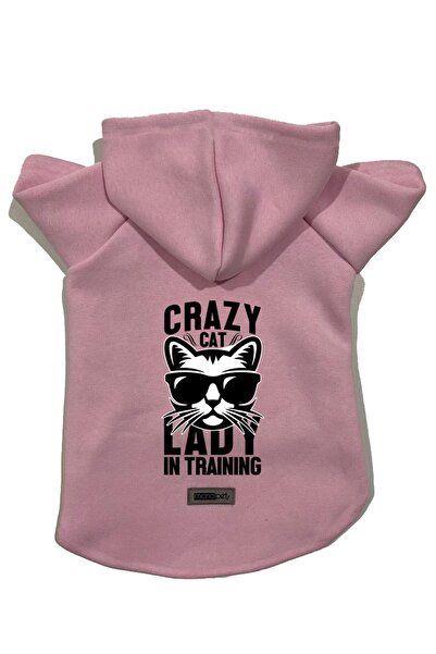 Monopetz سويت شيرت من الصوف بغطاء للرأس ملابس للكلاب والقطط - وردي كريزي كات ...