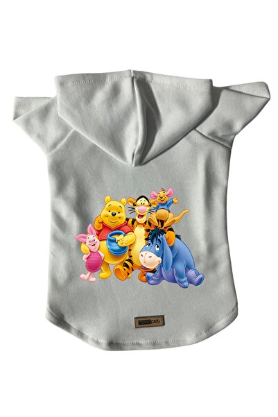 Monopetz سويت شيرت من الصوف بغطاء للرأس للكلاب والقطط - أبيض ويني - مقاس Xs