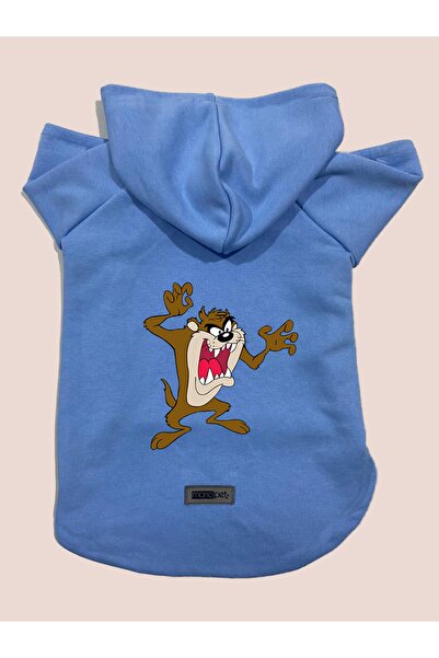 Monopetz Kapişonlu Polar Sweatshirt Köpek Ve Kedi Kıyafeti & Elbisesi - Mavi Tazmanya Canavarı