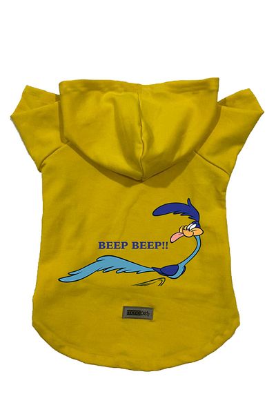 Monopetz Hooded Fleece Sweatshirt Dog And Cat Outfit & Dress - Yellow Road Runner