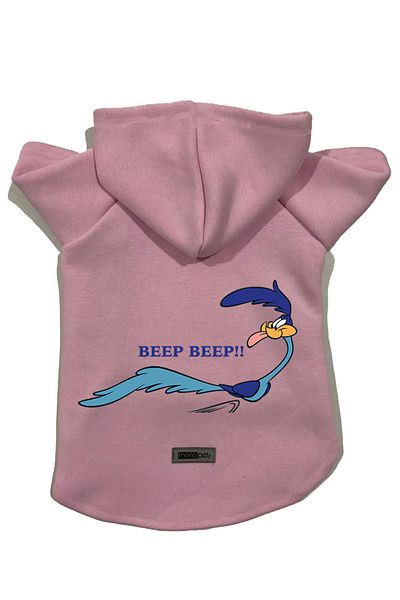 Monopetz Hooded Fleece Sweatshirt Dog And Cat Outfit & Dress - Pink Road Runner