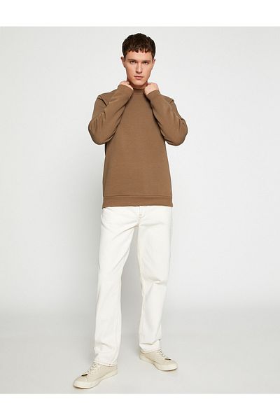 Koton Basic Sweatshirt Rose Gold Half Turtleneck Long Sleeve