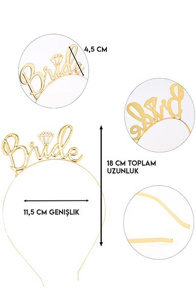 Parti dolabı 1 τεμάχιο χρυσό γυαλιστερό Bride To Be Crown, Bachelorette Metal Bridesmaid Crown