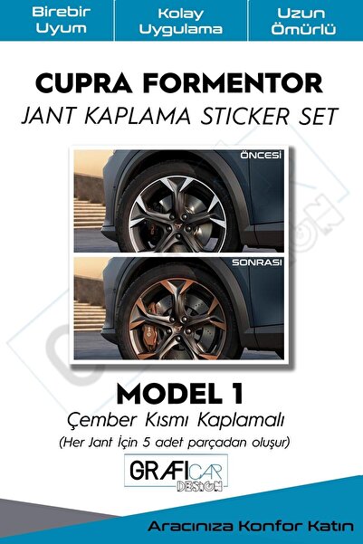 GRAFİCAR Cupra Formentor Jant Kaplama Sticker Set - Kolay Uygulama-uzun Ömürlü-estetik Görünüm