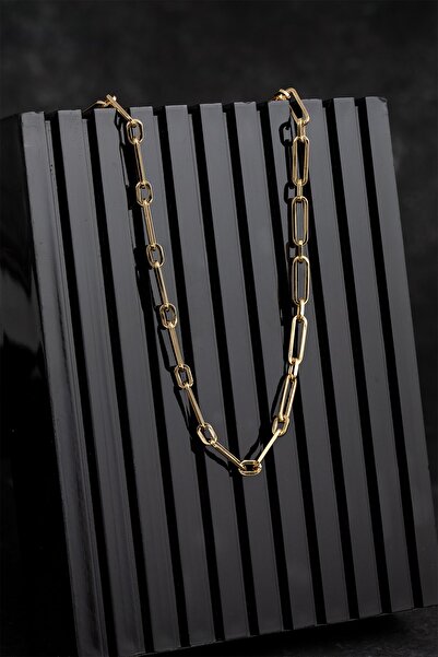 Cenova Jewelry 14 Ayar Altın 65 Cm Ataç Halka Zincir Erkek Kolyesi