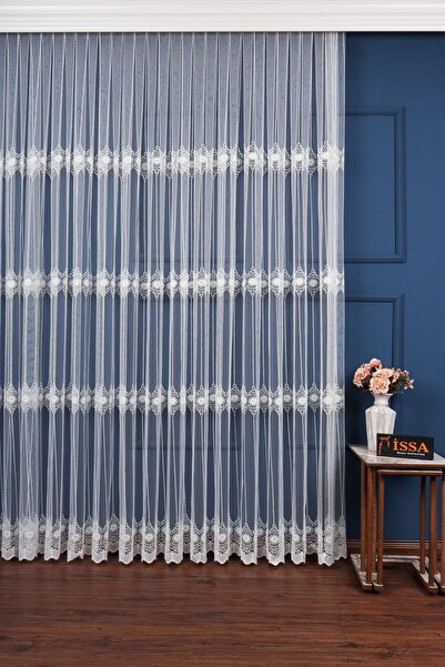 ISSA PERDE Tül Brode Nakışlı (( Sık Pile ))(1x3)