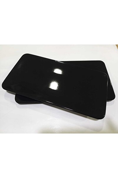 Keramika 33*17 Boat Square Siera Plate Bright Black 2 Pieces