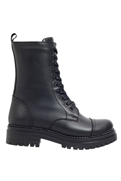 Deribank Hakiki Deri Fermuarlı Kadın Bot