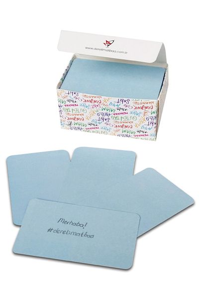 DERELİ MATBAA Blue Color Note Card Note Tag Boxed 100 Pieces Custom Oval Cut