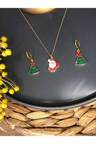Stoneday New Year Christmas Christmas New Year Concept Necklace Earrings Set