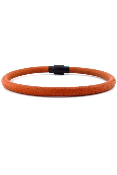 Solfera Black Natural Leather Men's Bracelet - Tan, Red Brown Clip M024k