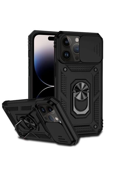 Gpack Apple Iphone 14 Pro Max Kılıf Sert Silikon Tank Aramid Sürgülü Vega Yüz...