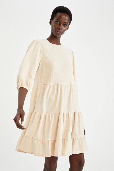 DeFacto Mini šaty s polorukávy v áčkové linii