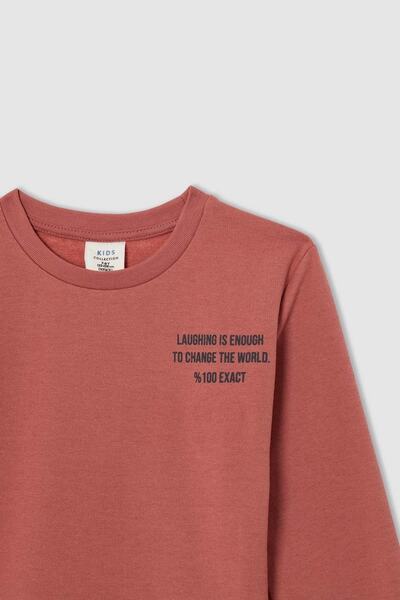 DeFacto Erkek Çocuk Oversize Fit Bisiklet Yaka Sırt Baskılı Sweatshirt