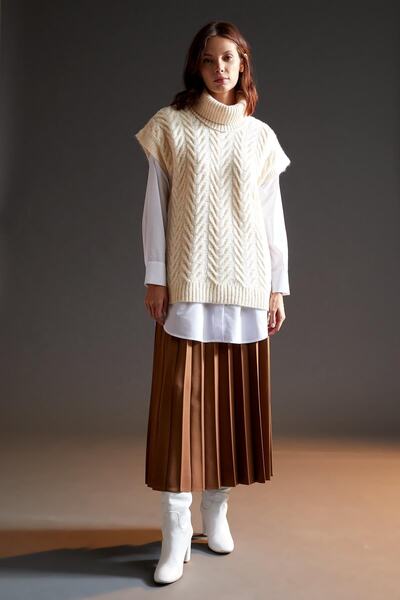 DeFacto Pleated Elastic Waist Woven Maxi Skirt