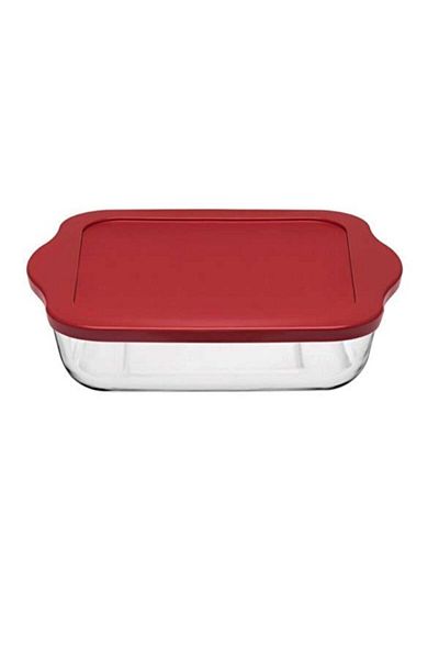 Paşabahçe Square Oven Dish - Pyrex Plastic Lid, 59024, 31.5x28 Cm