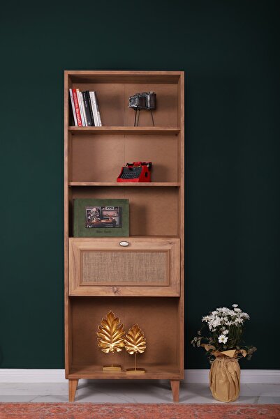 MBK AHŞAP 5 Raflı , Kapaklı Ahşap Retro Kitaplık