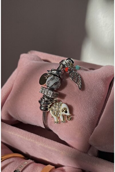 Lavinia Jewelry Fil Charmlı Pandora Çelik Bileklik