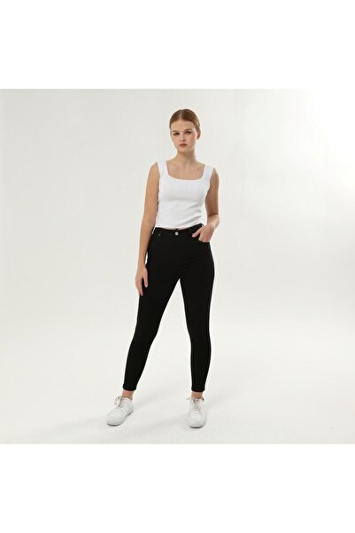 My Jeans أسود ارتفاع الخصر نحيل الجينز Fadeless المرأة