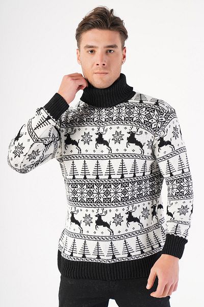Trist Star Pulover tricot de Anul Nou cu modele de cerb pentru bărbați