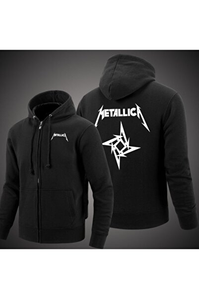 GALASHOP Metallica Logo New Model Fermuarlı Kapşonlu