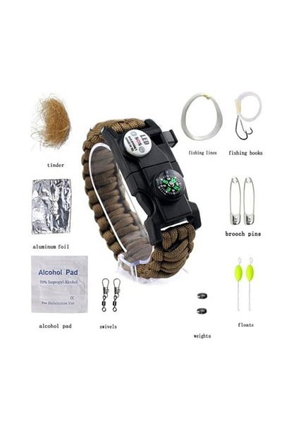 Bosile Βραχιόλι Paracord Survival Πορτοκαλί-μαύρο