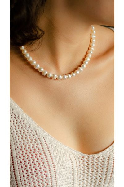 Gizemli Aksesuar Women's Glass Bead Pearl Necklace