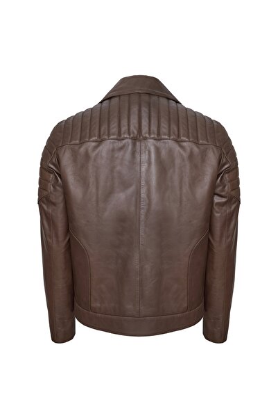 Desa Nereo Brown Men's Leather Biker Coat
