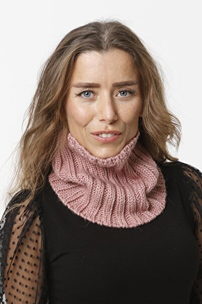 FATELLA Women's Knitwear Scarf Neck Collar Salmon