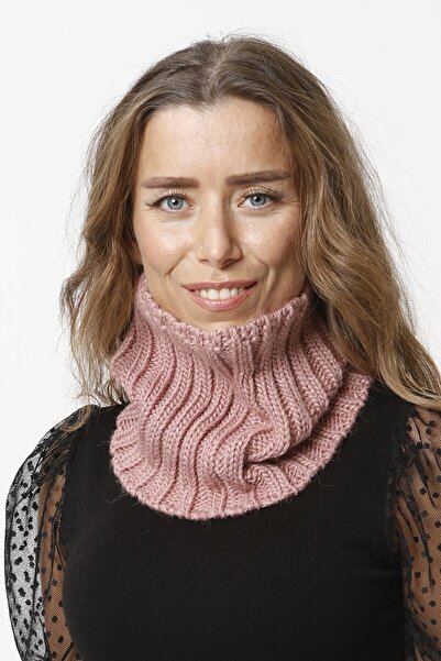 FATELLA Women's Knitwear Scarf Neck Collar Salmon