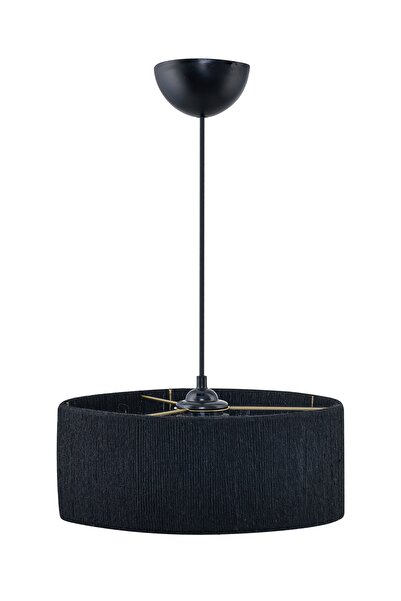 EvLight Hasır Ipli Silindir Bohem Avize Siyah