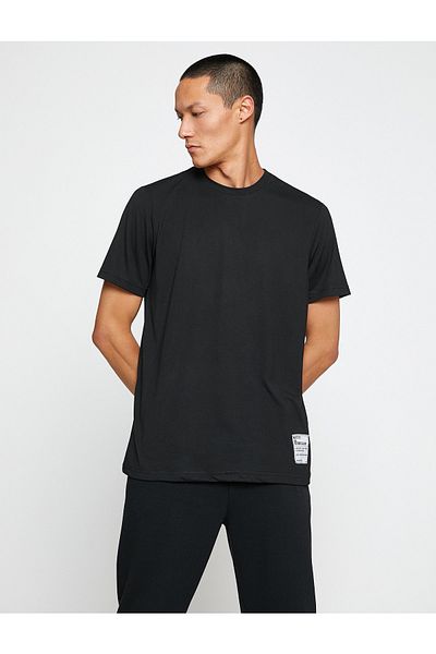 Koton Τυπωμένη ετικέτα βασικού T-Shirt Crew Neck