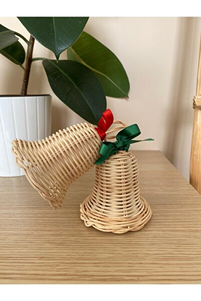 Genel Markalar 2’li Rattan Bambu Hasır Noel Çanı, Yılbaşı Süsü, Yılbaşı Çanı