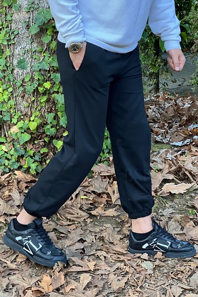 BSBSPOR Ανδρικό μαύρο ελαστικό πόδι Jogger