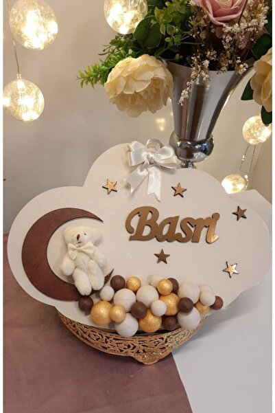 Sevil Tasarım Erkek Bebek Bulut Bubble Krem Kapı Süsü (bebek Hediyelik