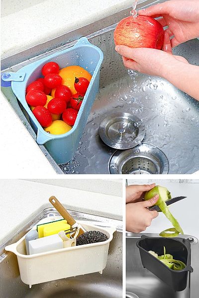 blackleg Triangle Cornered Suction Cup Drainer Fruit Vegetable Rice Washing Sink Organizer 1 Piece