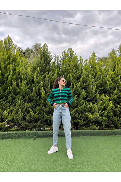 KAMER Gold Düğmeli Crop Hırka