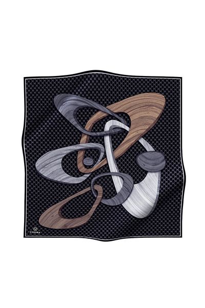 Vissona Γυναικείο μεταξωτό κασκόλ Twill Μαύρο - Γκρι