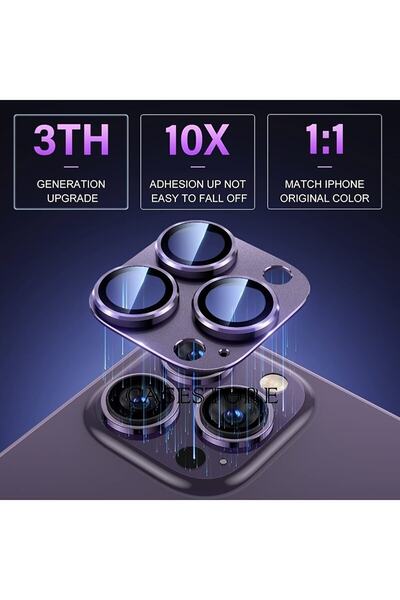 m.tk moveteck Iphone 14 Pro Max Uyumlu Kamera Koruyucu Lens Kamera Lens Kılıf Kamera Tam Kapatan Mor Cam