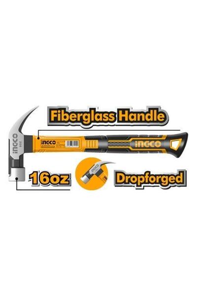 Ingco Fiberglass Saplı Mini Çatal Çekiç 450gr Hchd0166