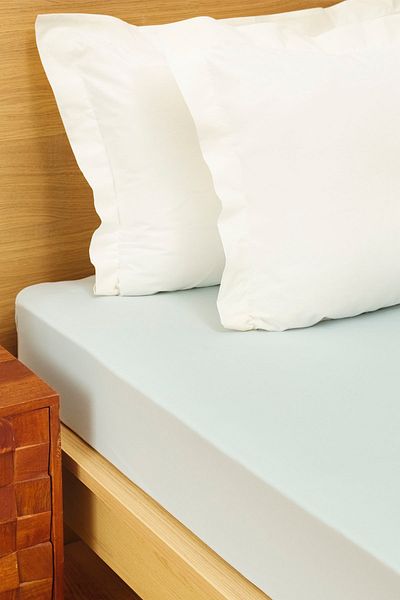 Karaca Home Green Combed Cotton Double Fitted Bed Sheet