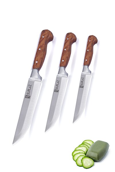 SürLaz Meyve Sebze Bıçak Seti 3 Parça Ekmek Sebze Meyve Bıçağı
